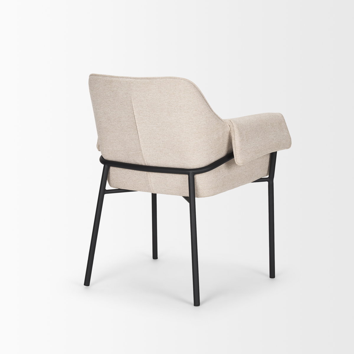 Brently Curved Back Dining Arm Chair | Oatmeal Fabric with Metal, Dining Chair by Mercana, 24.5" length x 29.5" width x 32.5" height View 10