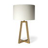 Raelynn (29'H) White-Linen Drum Shade with Gold Metal Frame Table Lamp, by Mercana, 17" length x 17" width x 29" height thumbnail 1