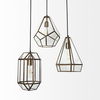 Prima 9.5x12.5 Gold Metal and Glass Pyramid Pendant Light, by Mercana, 9.5" length x 9.5" width x 12.5" height thumbnail 6