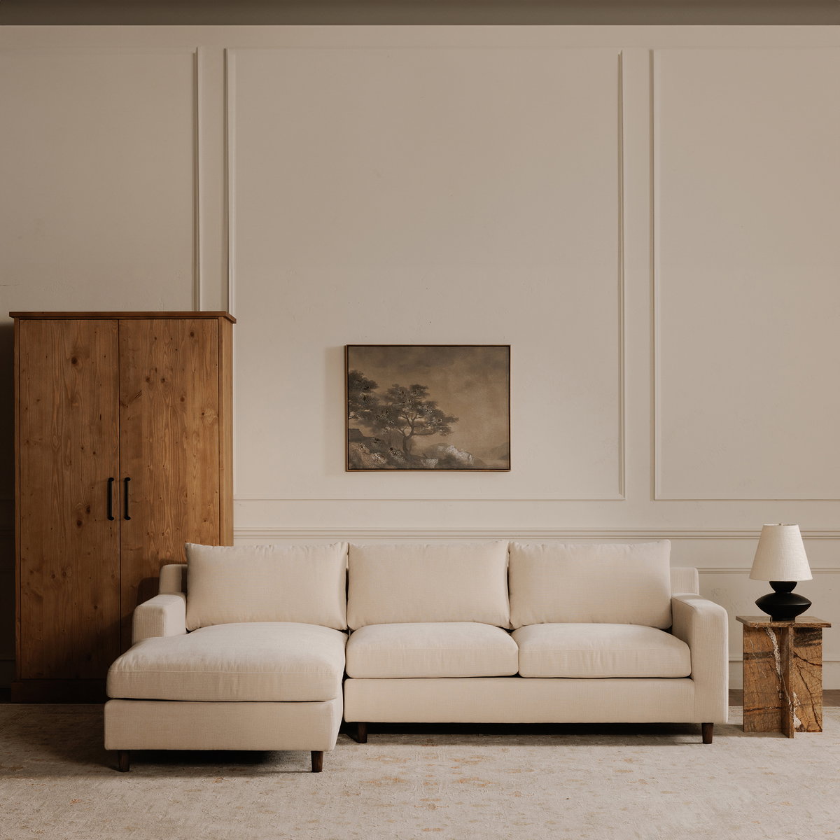 Hutton Left Sectional Beige, Sectional Sofa by Moe's Home, 100" width x 36.2" height x 29.8" depth View 10