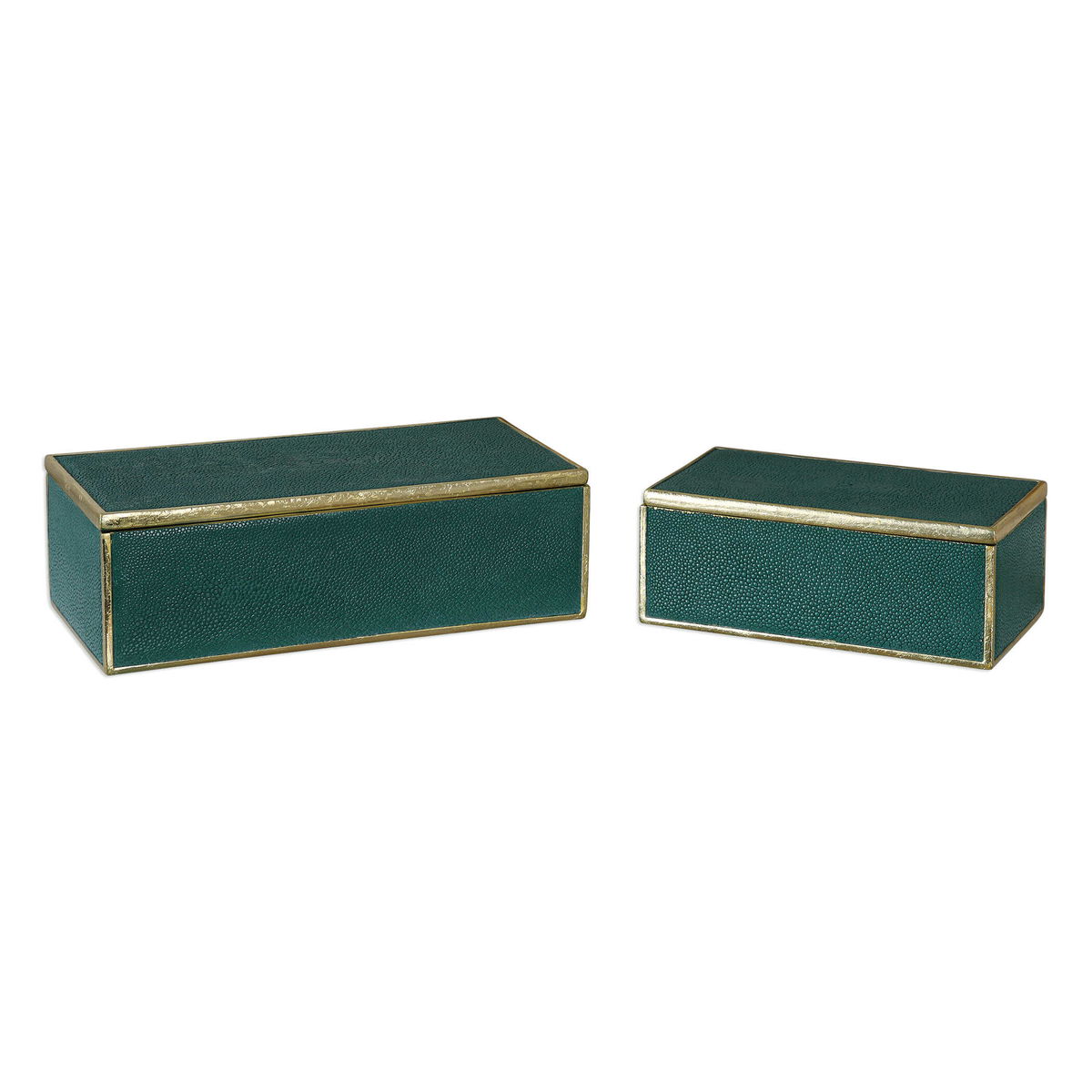 Karis Emerald Green Boxes Set/2, by Uttermost, 11.75" width x 3.75" height x 6" depth View 3
