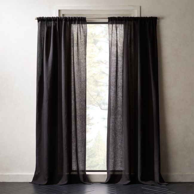 Online Designer Home/Small Office Linen Black Curtain Panel 48"x96