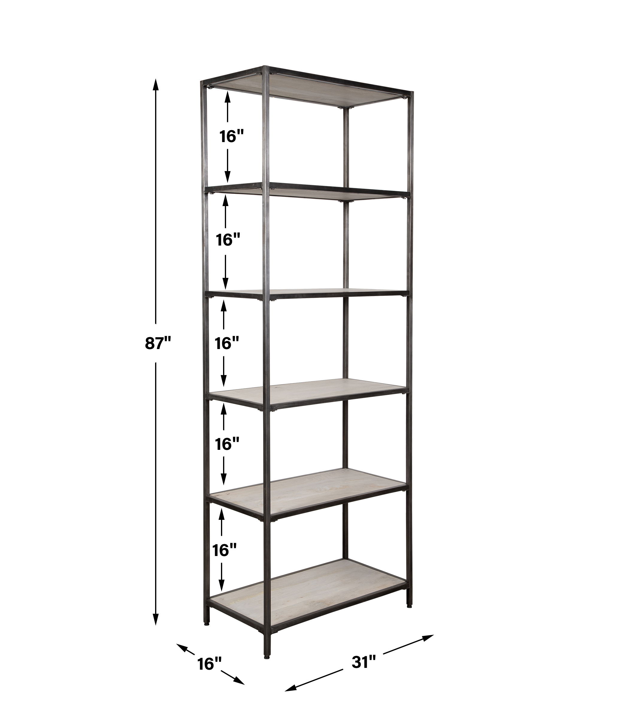 Baldwin Industrial Etagere, Furniture by Uttermost, 31" width x 87" height x 16" depth View 3