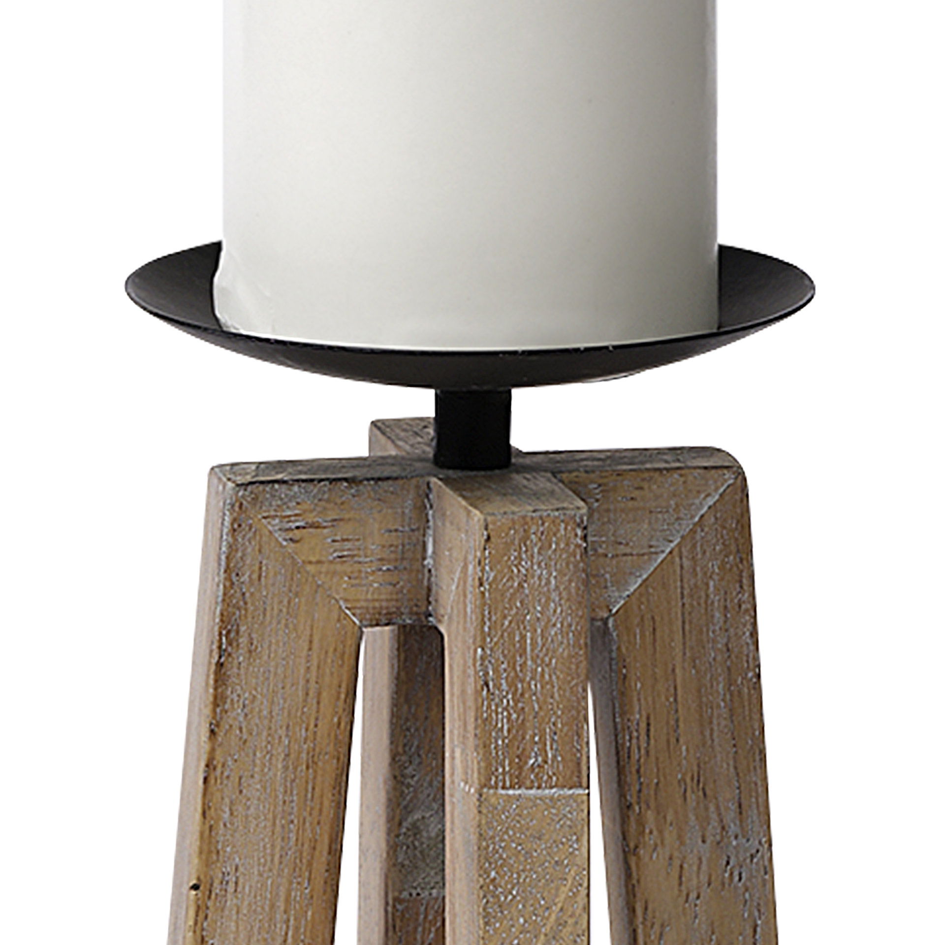 Astra Small Light Brown Wood Pedestal Base Table Candle Holder large image 