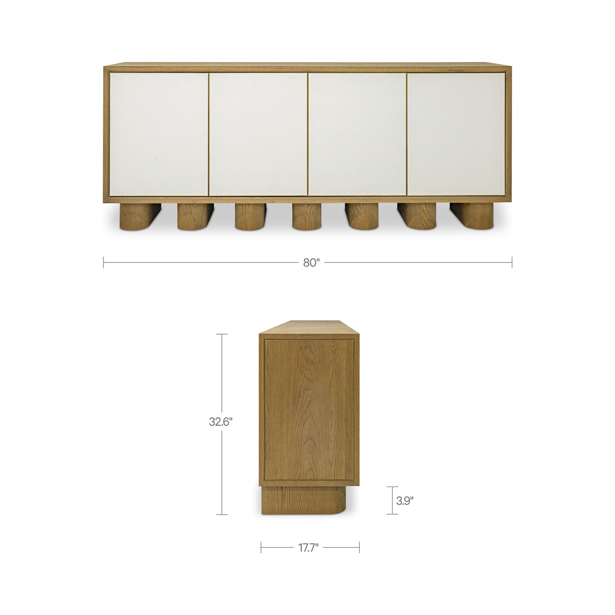 Marcelle Sideboard White, Cabinets & Sideboard by Moe's Home, 80" width x 32.63" height x 17.75" depth View 8