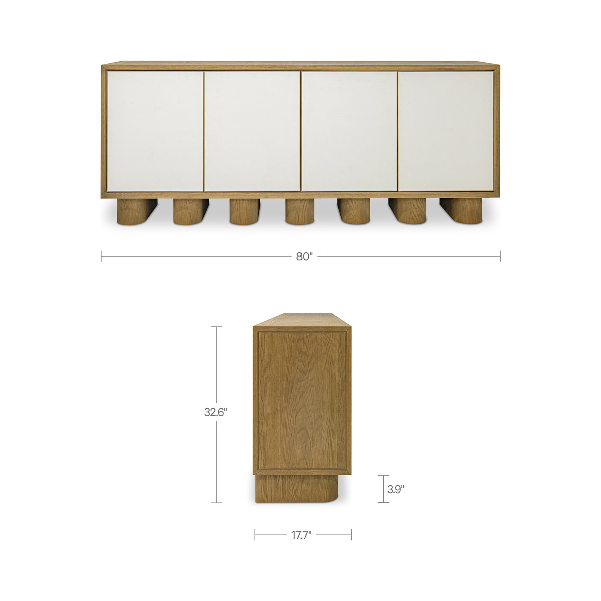 Marcelle Sideboard White, Cabinets & Sideboard by Moe's Home, 80" width x 32.63" height x 17.75" depth View 8
