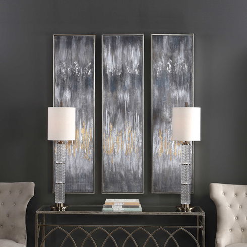 Gray Showers Hand Painted Canvases Set/3