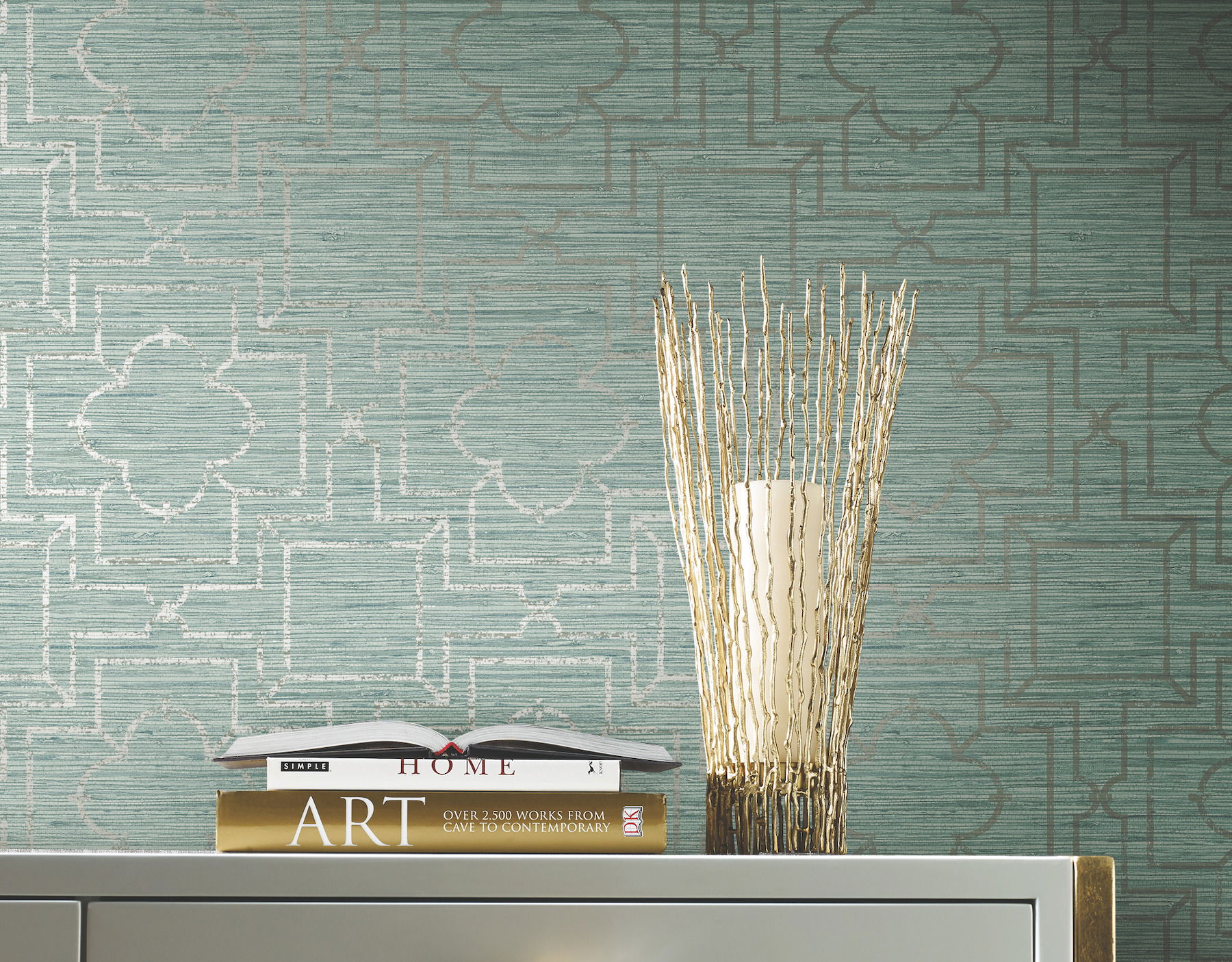 Quatrefoil Trellis Blue Peel & Stick Wallpaper, by York Wall, 20' length x 1'8.5" width x 0.02" depth View 3