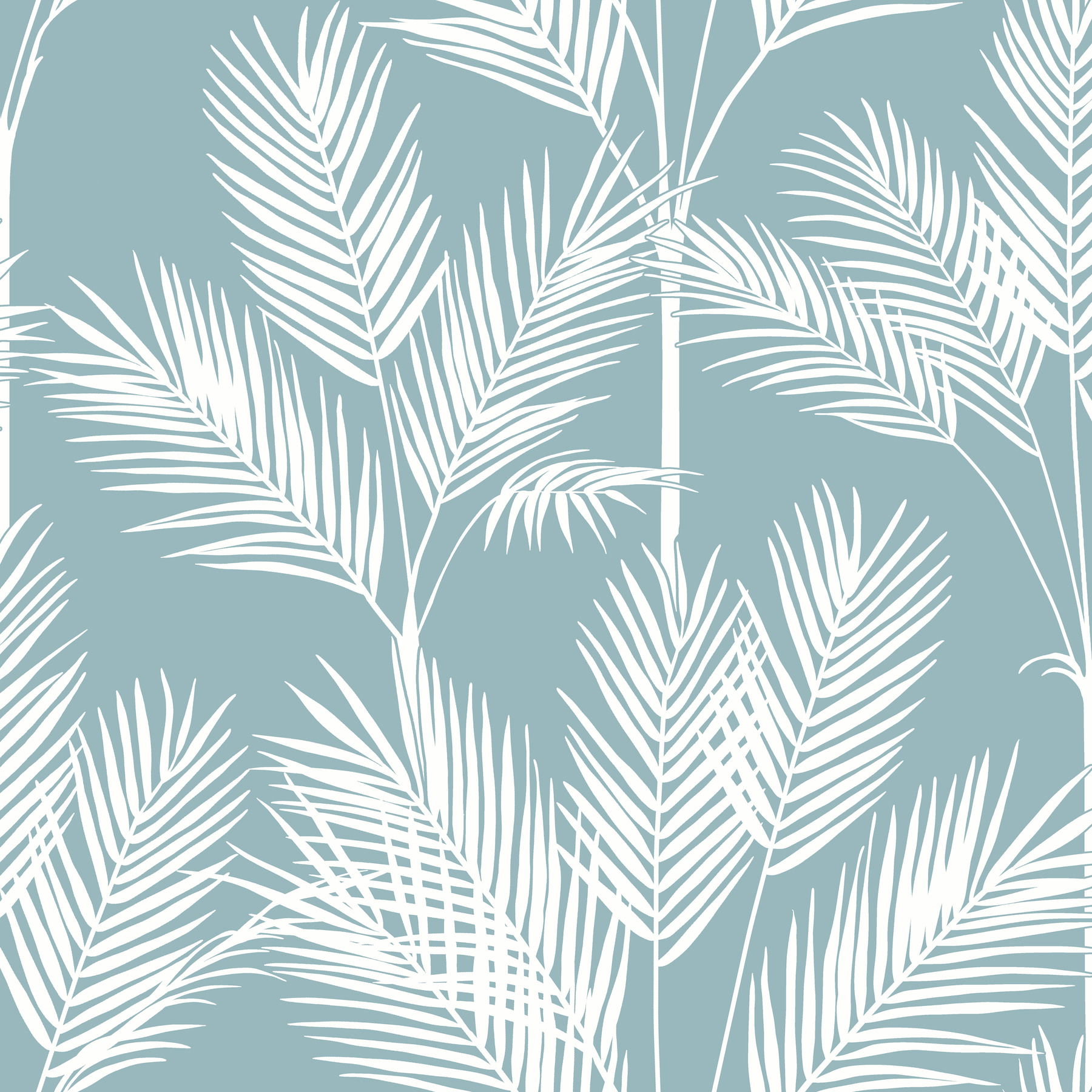 King Palm Silhouette Blue Wallpaper large image 