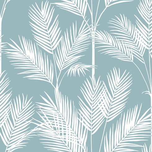 King Palm Silhouette Blue Wallpaper