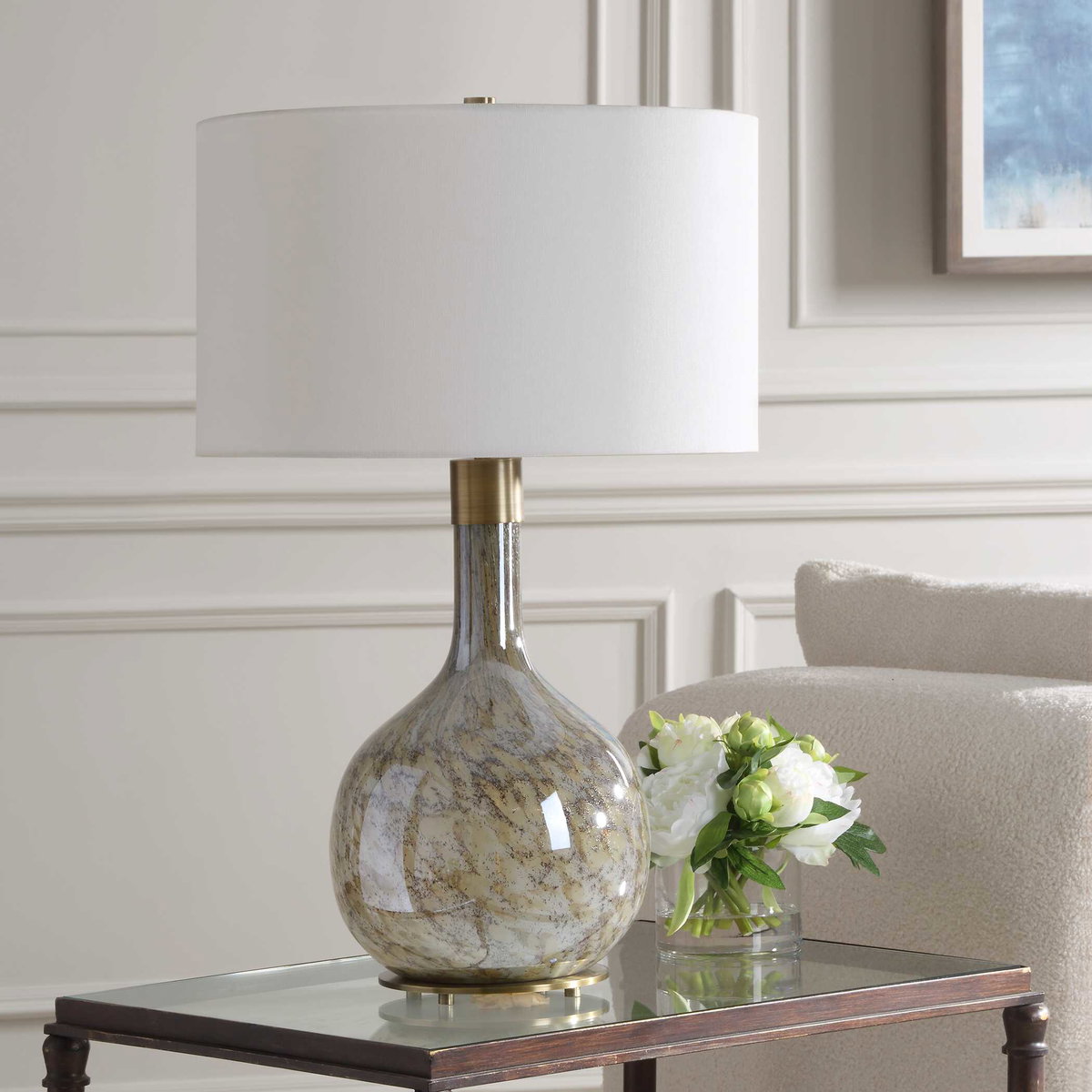 Rhine Brown Glass Table Lamp, by Uttermost, 17" width x 27.25" height x 17" depth View 4