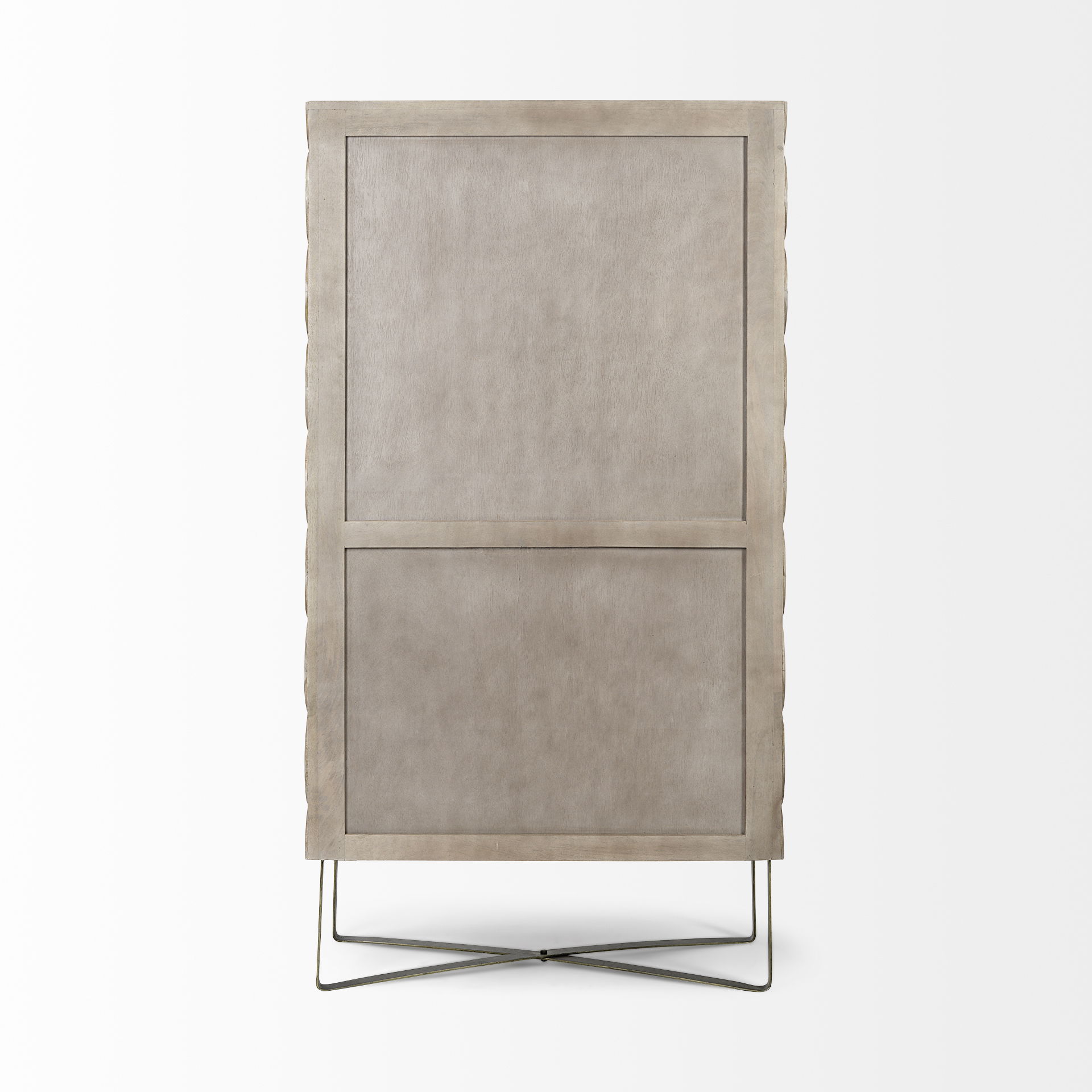 Excelsior II 68.1' H Light Brown Wood Gold Iron Base Storage Cabinet, Cabinets & Sideboard by Mercana, 36.22" length x 18.25" width x 66" height View 5