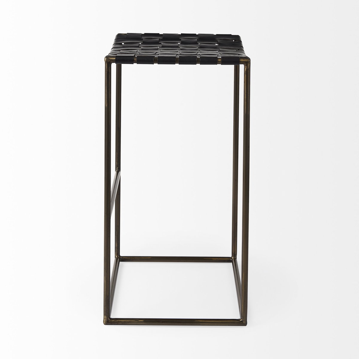 Clarissa Backless 30.25in Seat Bar Stool | Black Leather with Gold Metal, Counter & Bar Stool by Mercana, 18" length x 16" width x 30" height View 5