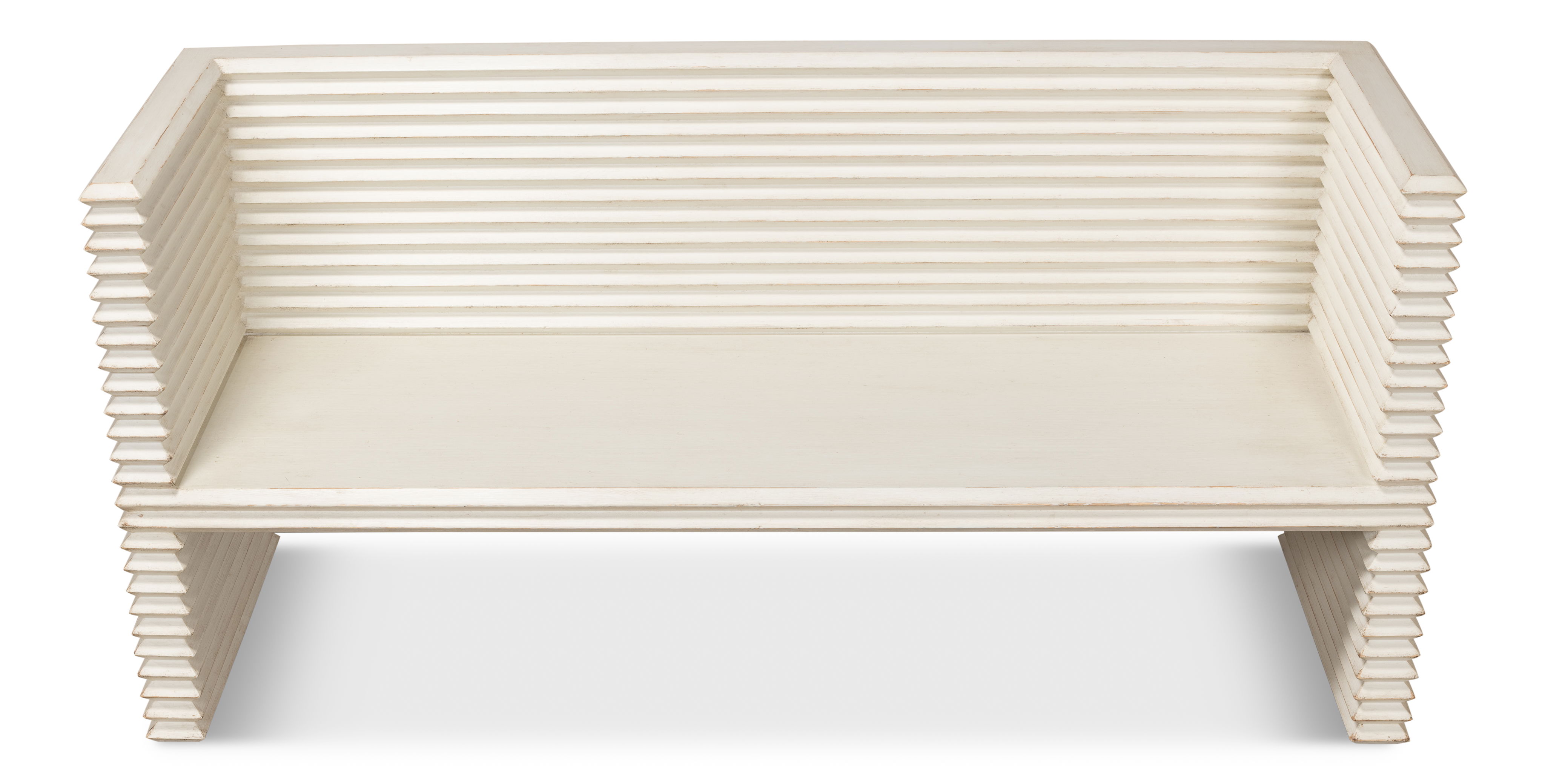 Stacked Bench, Antique White, Seating by Sarreid, 61" length x 19" width x 30" height View 7