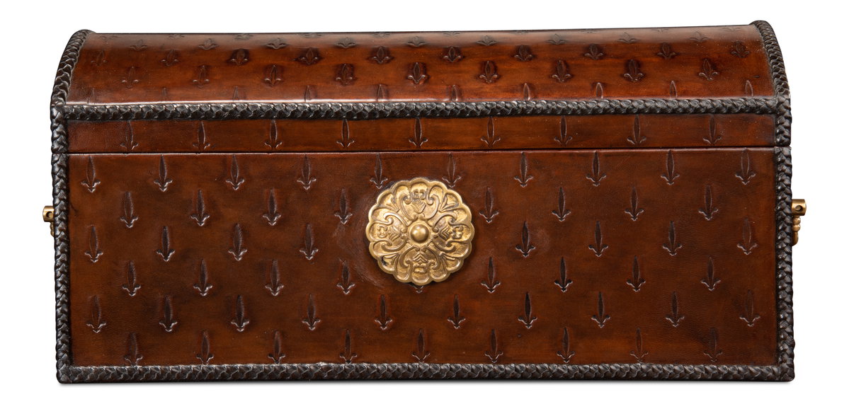 Baron's Leather Box  Oxblood, by Sarreid, 8" length x 1'8" width x 9" height View 4