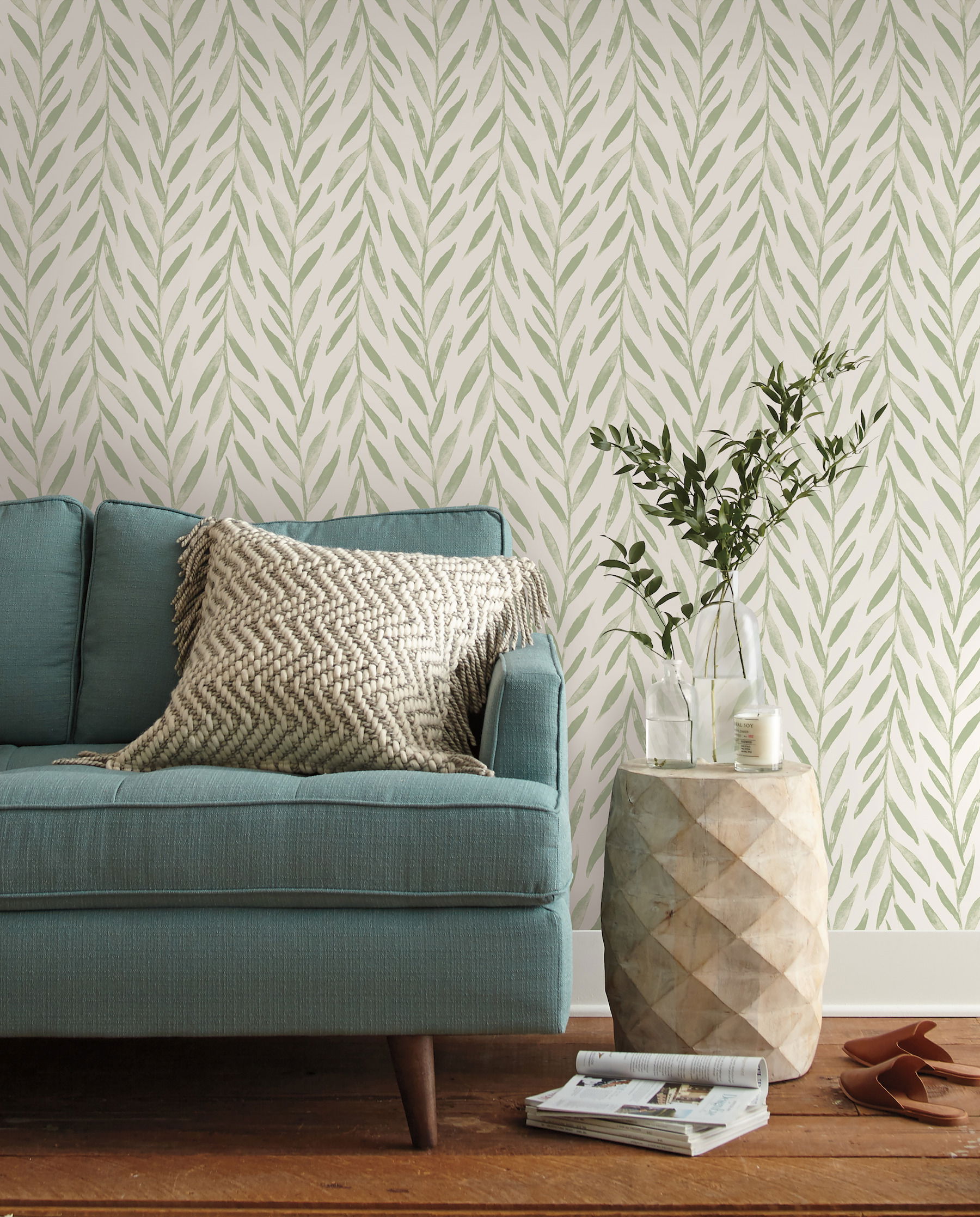 Magnolia Home Willow Green Peel & Stick Wallpaper, by York Wall, 20' length x 1'8.5" width x 0.02" depth View 2