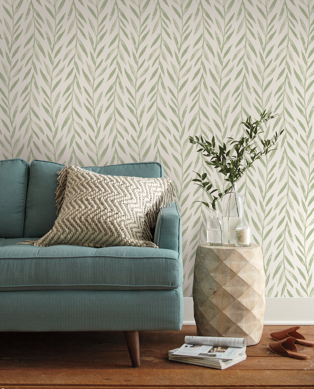 Magnolia Home Willow Green Peel & Stick Wallpaper, by York Wall, 20' length x 1'8.5" width x 0.02" depth View 2