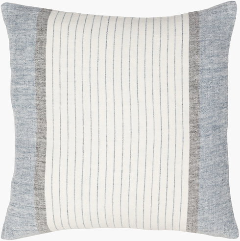 Linen Stripe Buttoned Accent Pillow