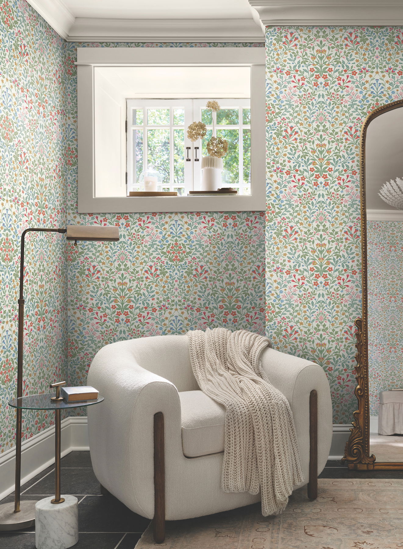 Garden White & Multicolor Terrace Wallpaper large image 