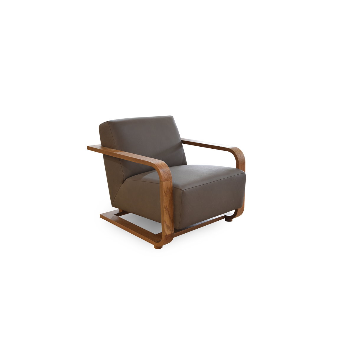 Eckersley Lounge Chair Cool Brown Leather, Accent Chair by Moe's Home, 29.5" width x 29" height x 36" depth View 2