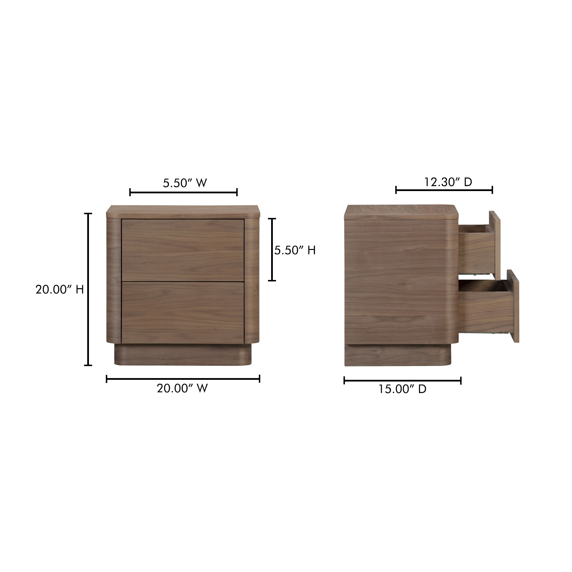 Round Off Tall Nightstand Walnut Brown large image 