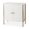 Savannah White Fir Veneer with Gold Metal Accent 2-Door Accent Cabinet, Cabinets & Chest by Mercana, 31.5" length x 15.75" width x 31.5" height thumbnail 1