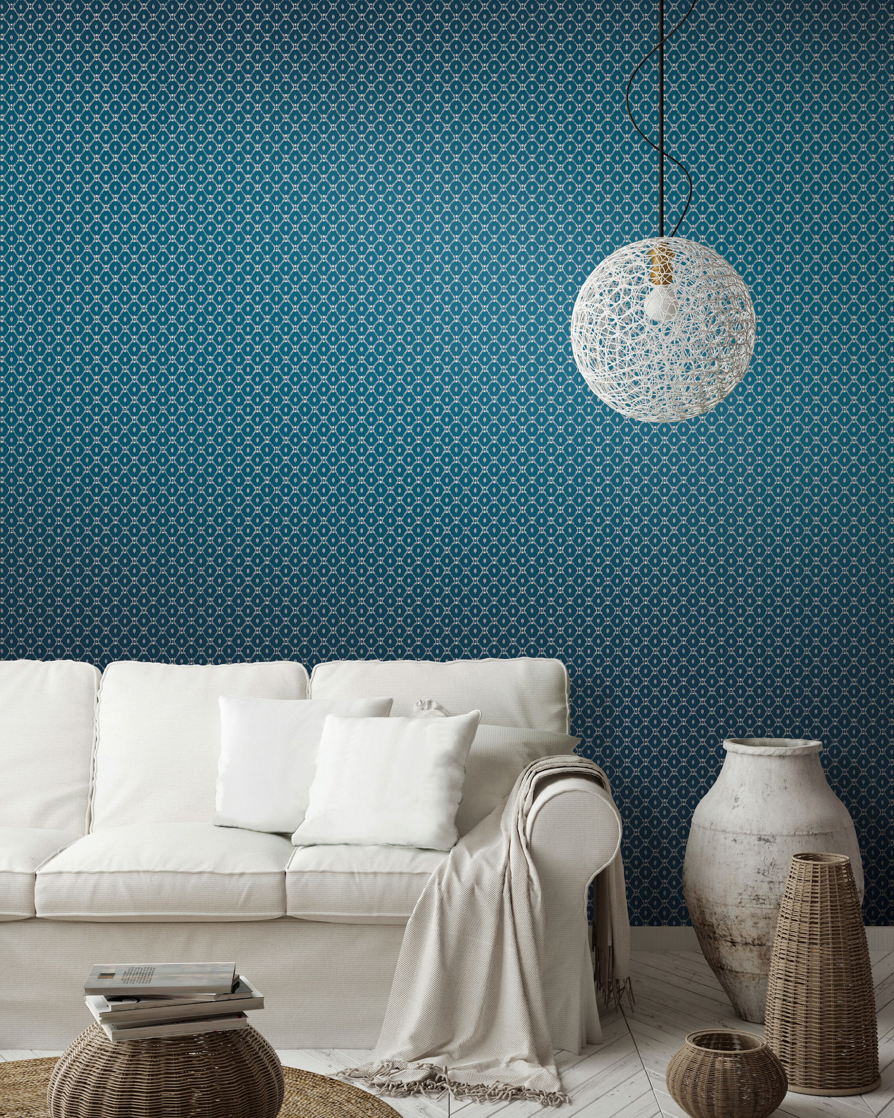 Fretwork Blue Wallpaper large image 