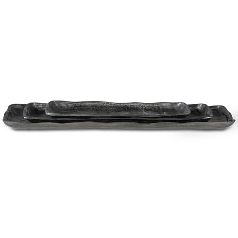 Artisan Antique Nickel Trays, S/3