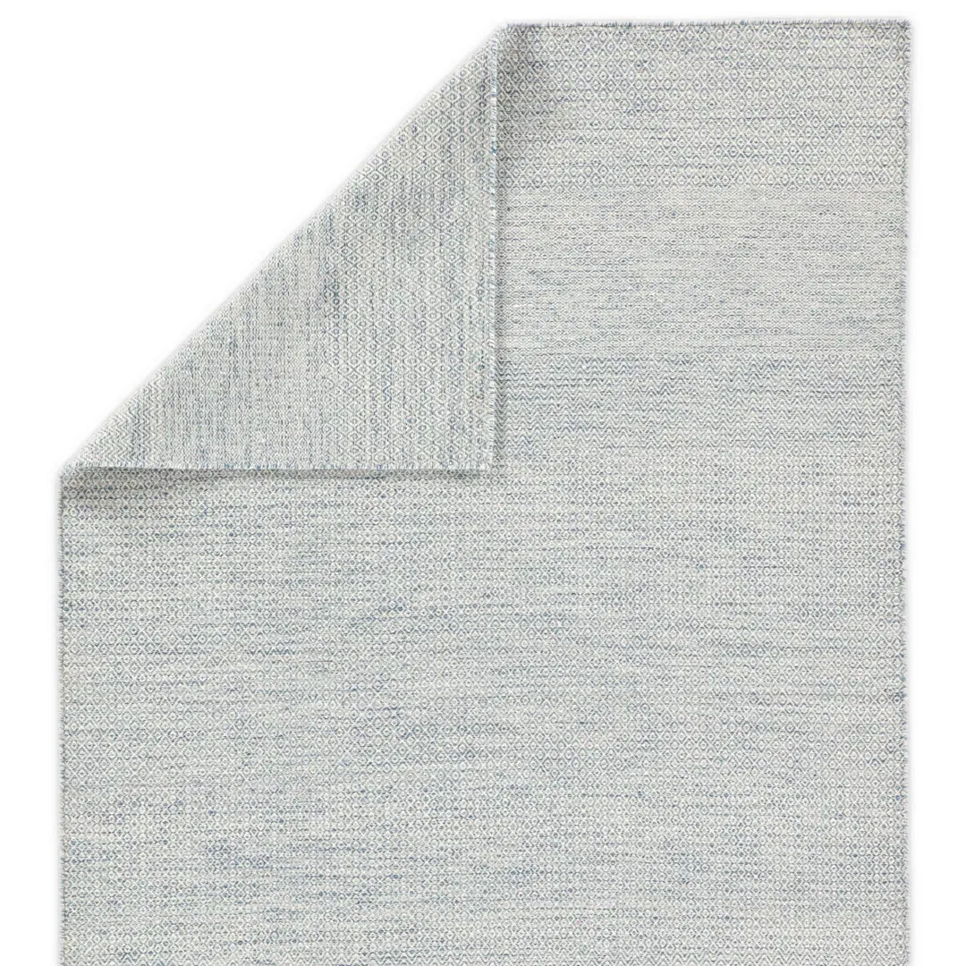 Provence Geometric Hand-Woven Wool Light Blue/Ivory Area Rug large image 