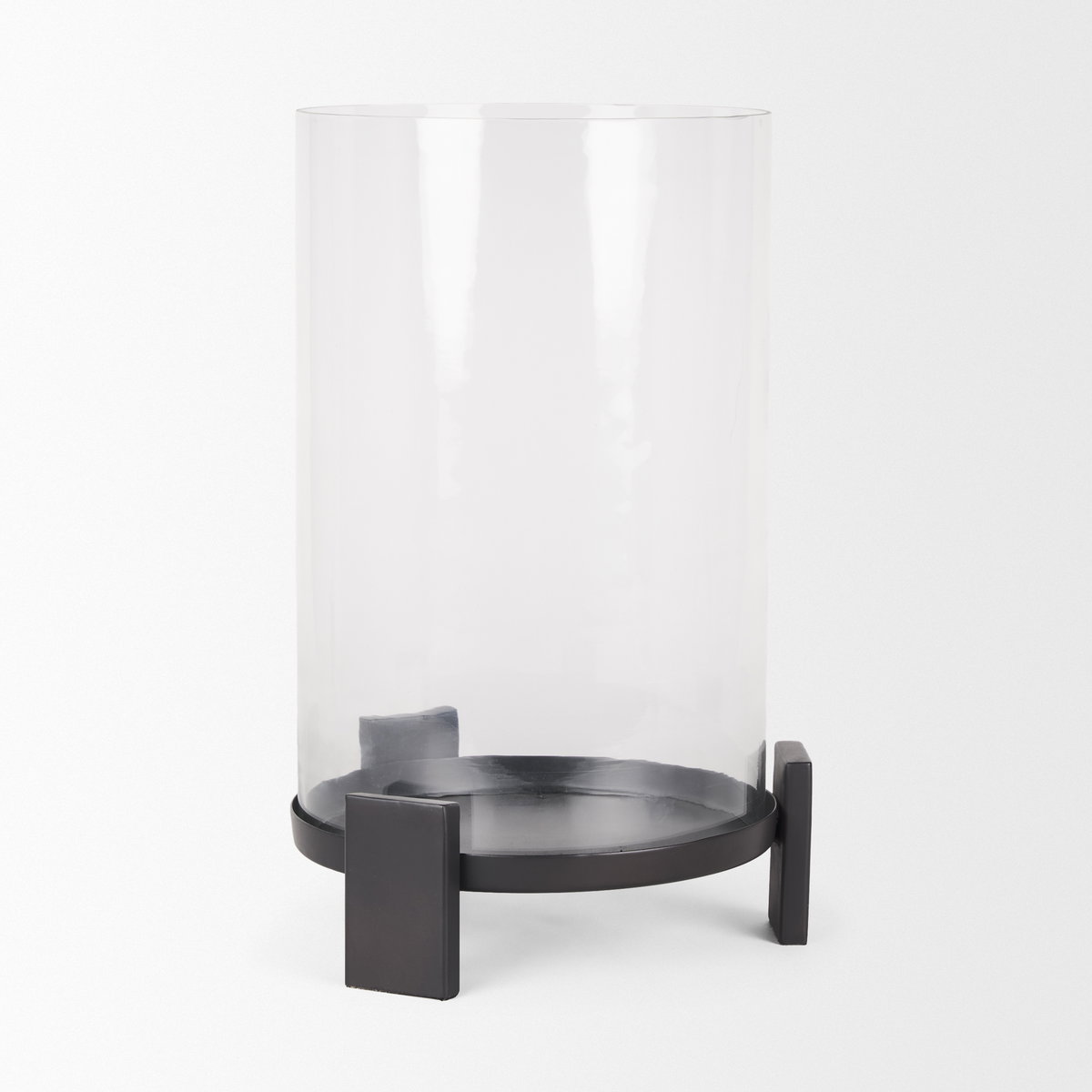 Price Large Matte Black-Brown Metal with Glass Hurricane Candle Holder, Candles & Candle Holder by Mercana, 10" length x 10" width x 13.75" height View 8
