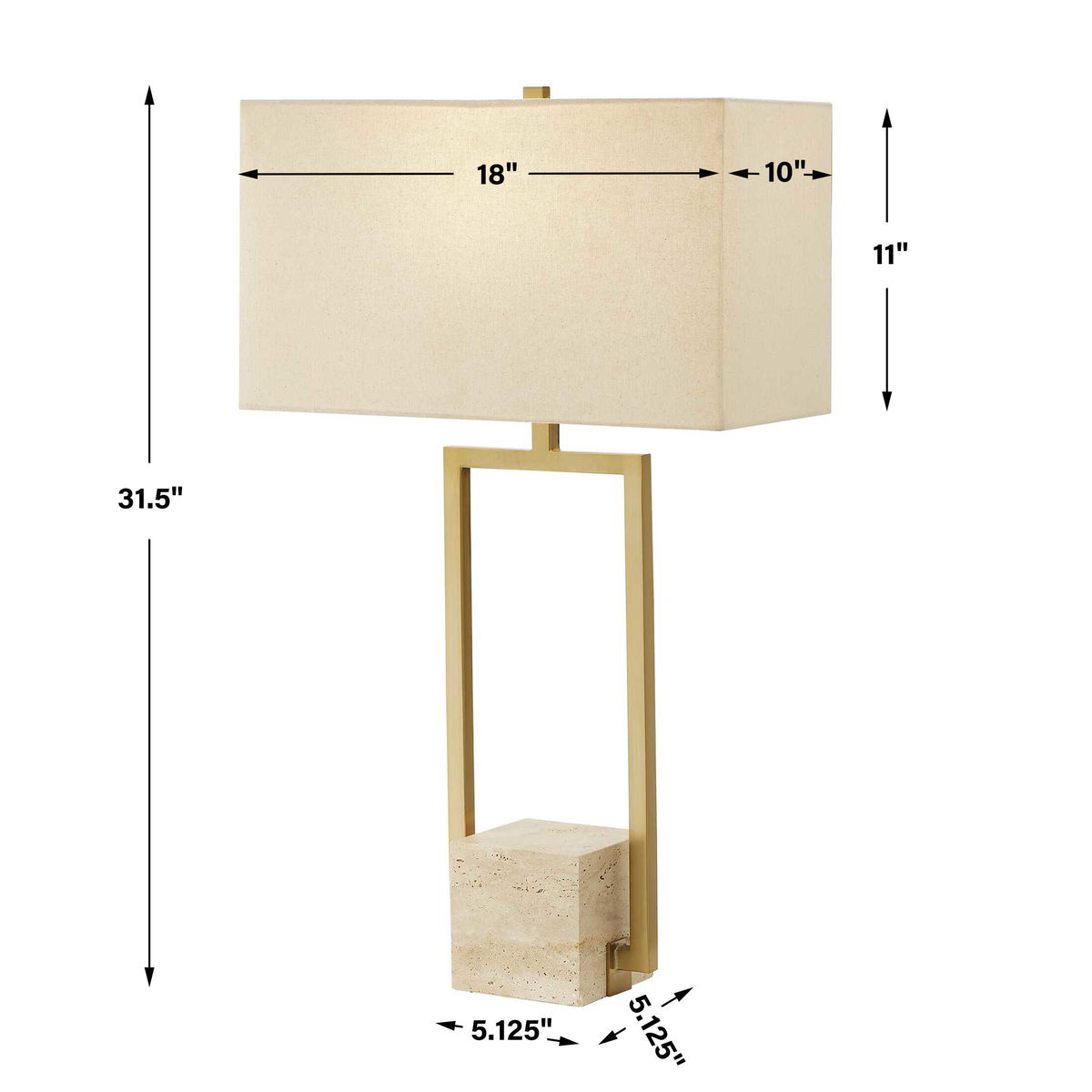 Warrick Modern Travertine Table Lamp, by Uttermost, 18" width x 31.5" height x 10" depth View 3