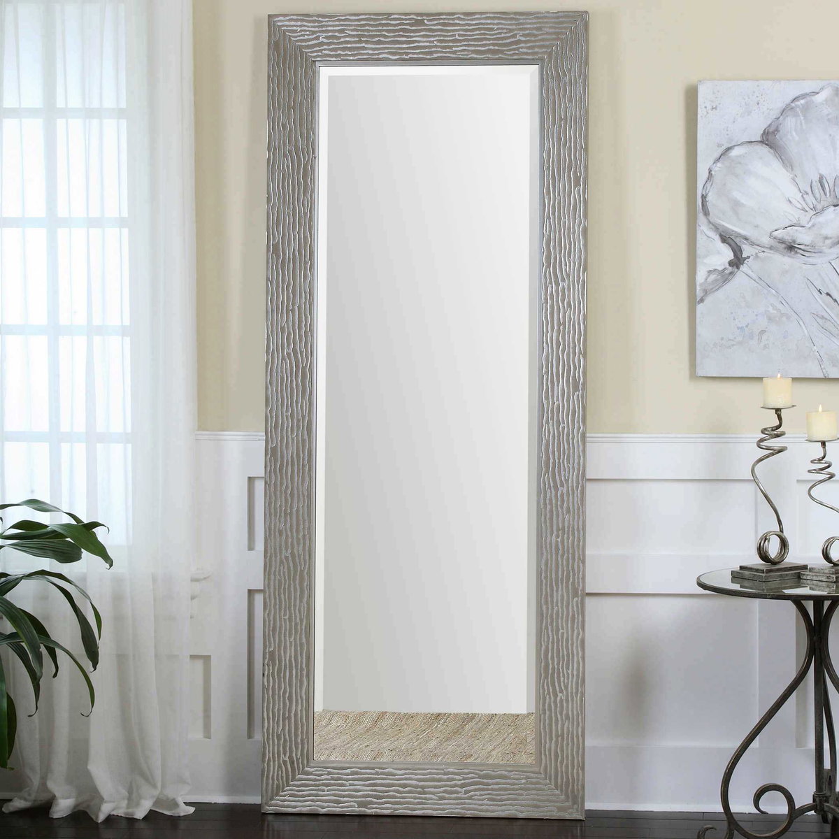 Amadeus Large Silver Mirror, by Uttermost, 33.5" width x 81.5" height x 1.5" depth View 2