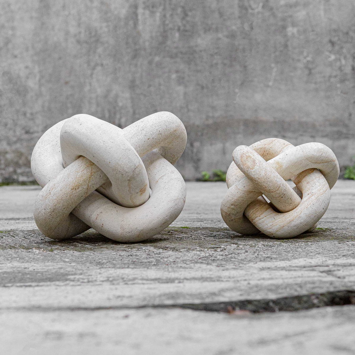 Limestone Link Sculptures Set/2, Decorative by Uttermost, 7.25" width x 7.25" height x 7.25" depth View 3