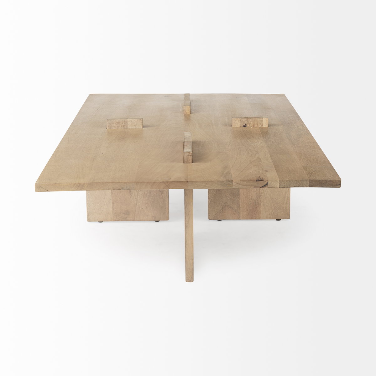 Aida 56 x 34 Rectangular Light Brown Wood Coffee Table, by Mercana, 56" length x 34" width x 15.5" height View 6