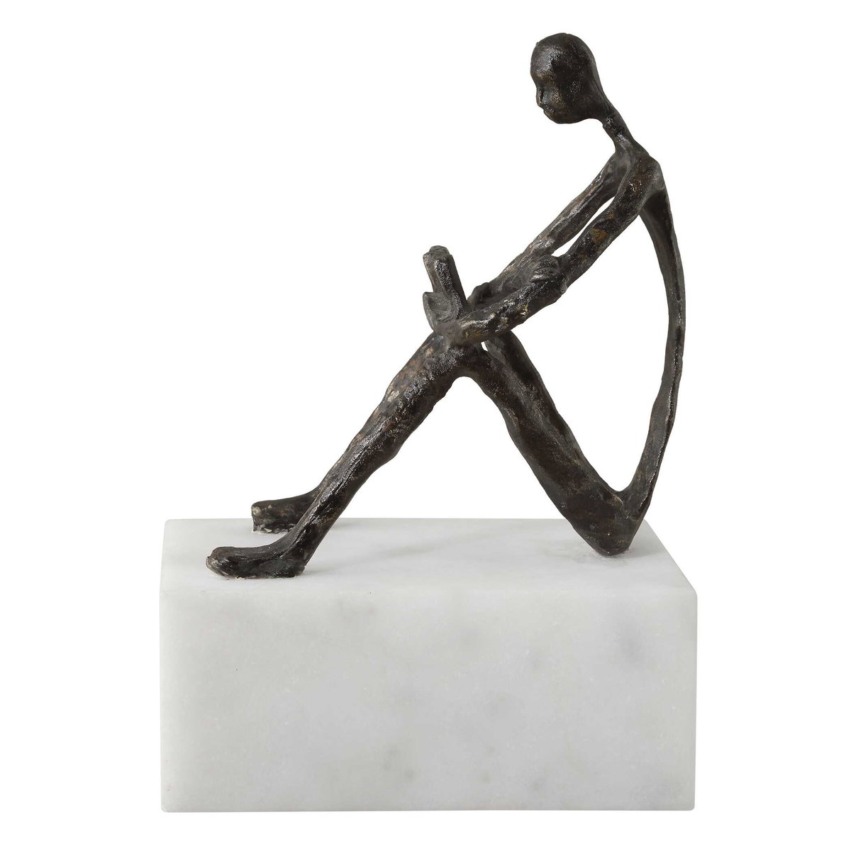 Sit Back Relax And Read Iron Sculpture, Figurines & Statue by Uttermost, 4" width x 6" height x 8.75" depth View 5