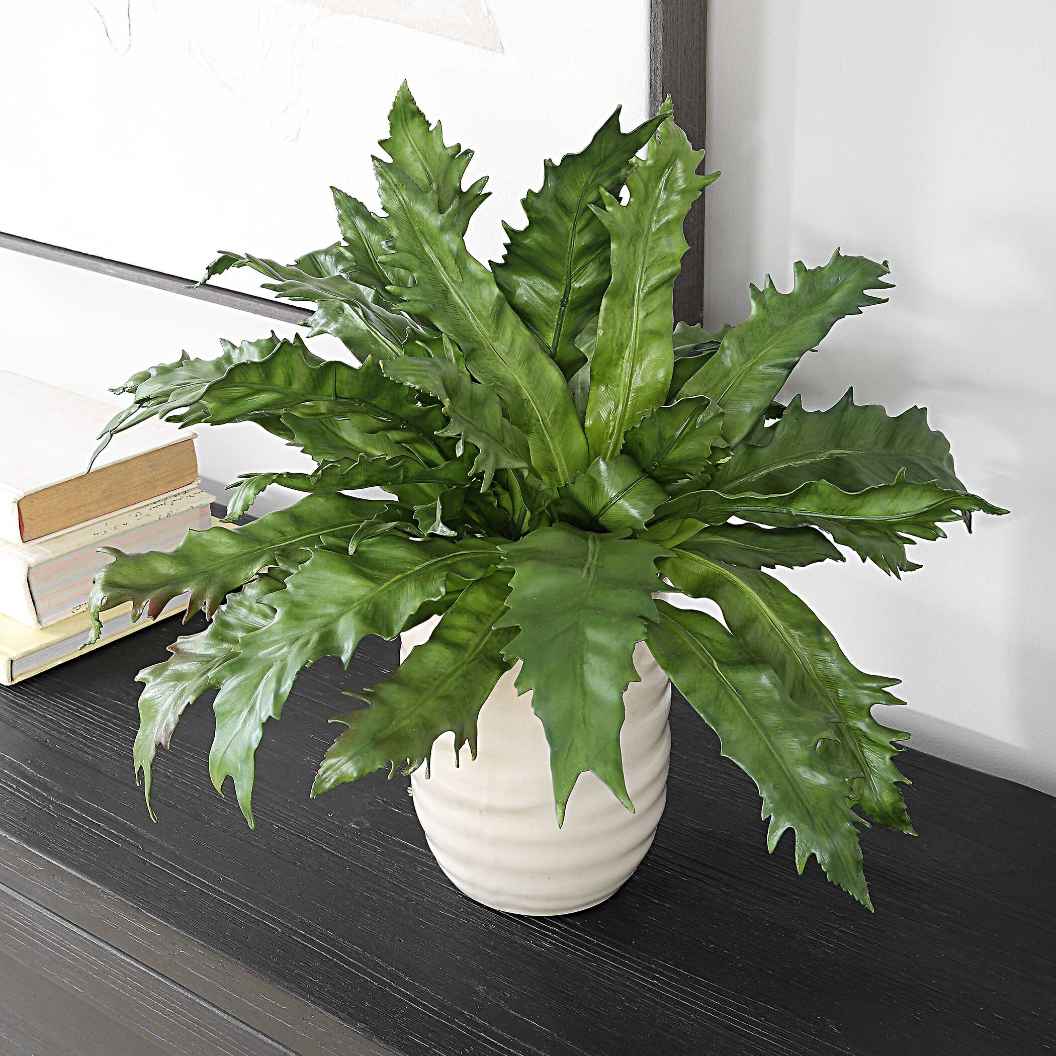 Verdure Fern In Glazed Pot, Decorative by Uttermost, 18.75" width x 16.25" height x 18.75" depth View 3