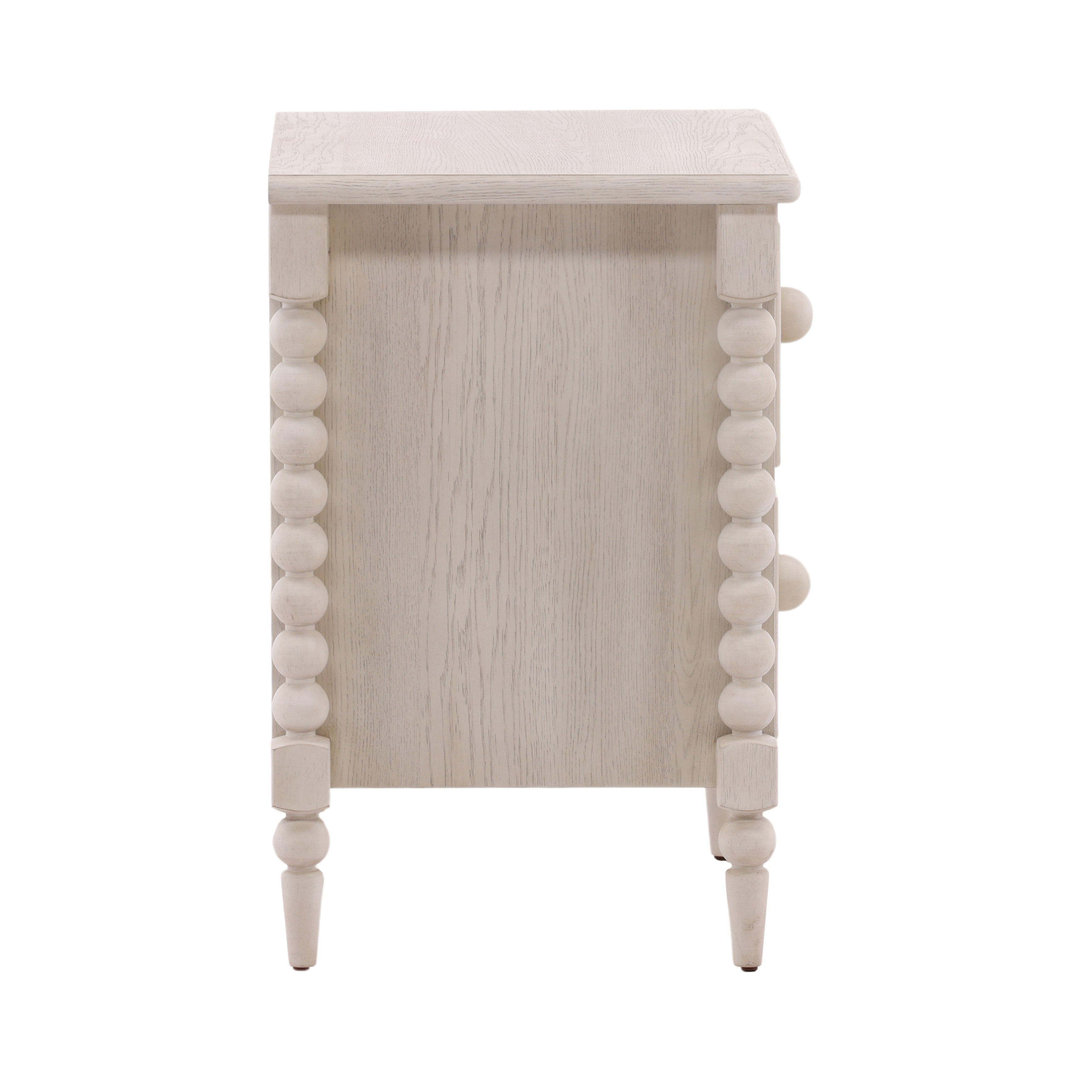Marcellina Nightstand Whitewash, by Dovetail, 28" width x 27" height x 17.75" depth View 3