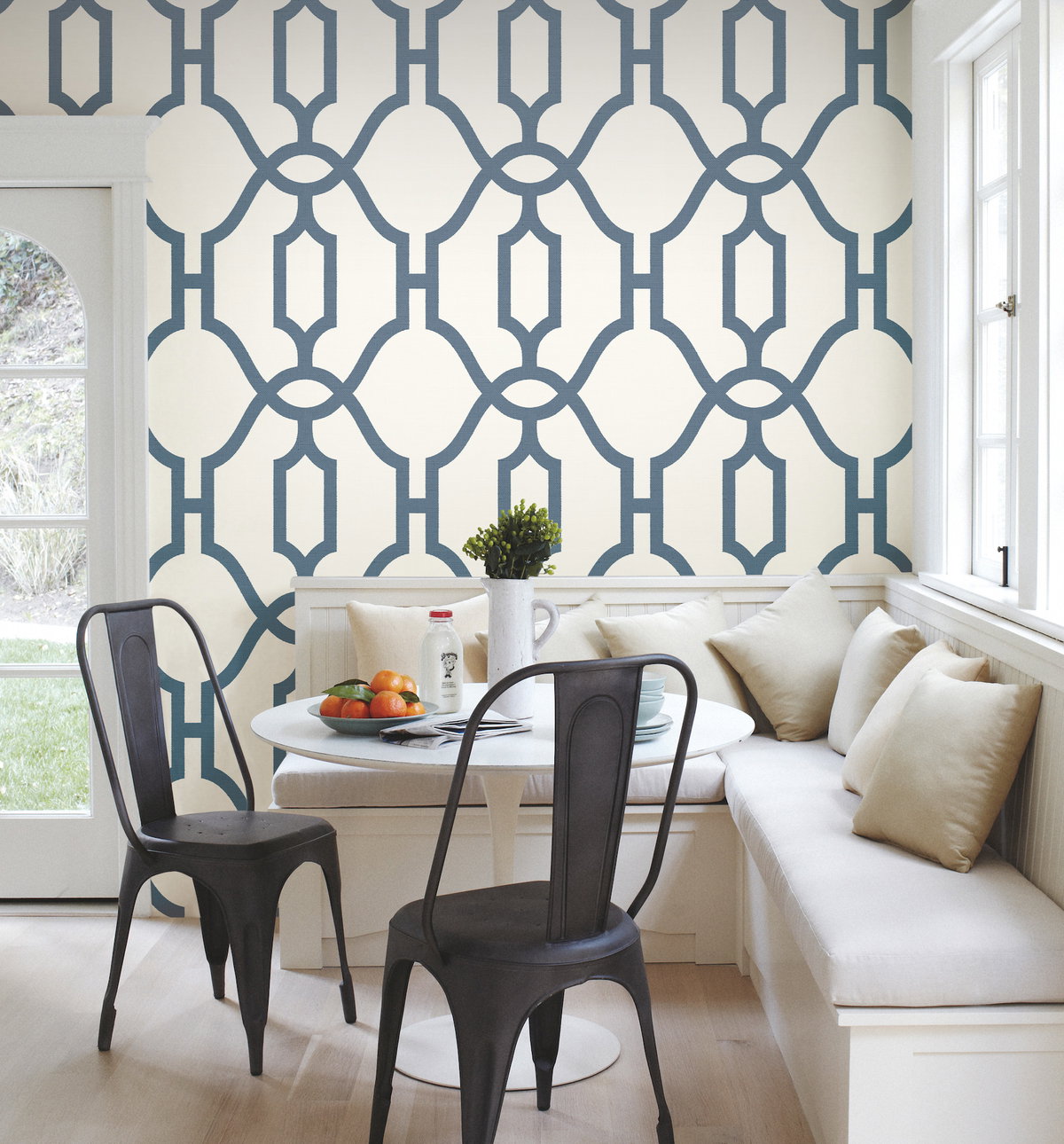 Magnolia Home Woven Trellis Blue & White Peel & Stick Wallpaper, by York Wall, 20' length x 1'8.5" width x 0.02" depth View 3