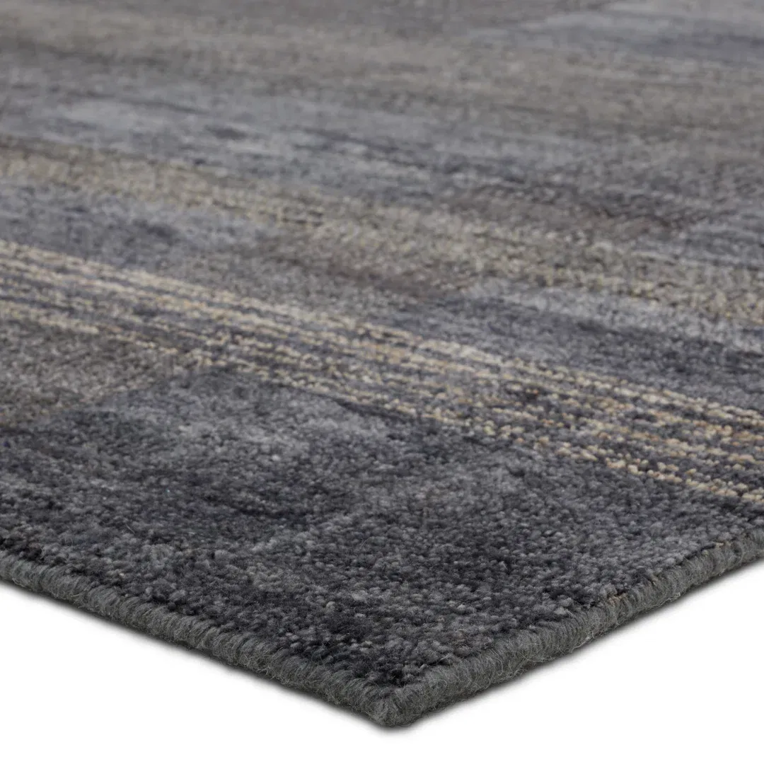 Jaipur Living Edern CEN01 Handknotted Stripes Black Area Rug (9'x12') large image 