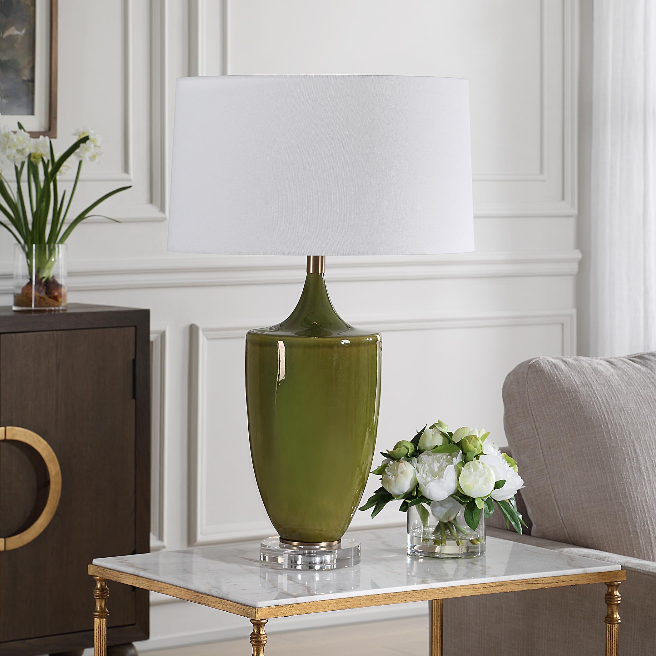 Adela Moss Green Table Lamp large image 