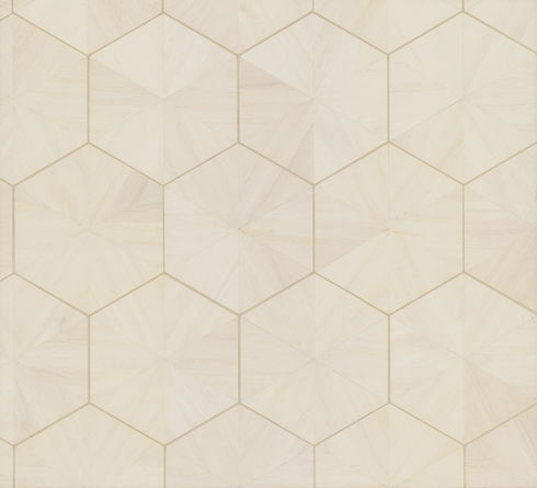 Hexagram Wood Veneer Ivory Wallpaper