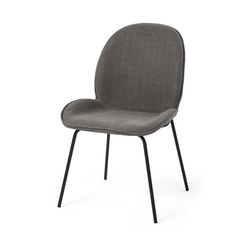 Inala Curved Back Dining Side Chair | Grey Fabric with Metal