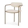 Parker Curved Back Dining Arm Chair | Cream Fabric with Gold Metal, Dining Chair by Mercana, 21.5" length x 21.1" width x 29" height thumbnail 1