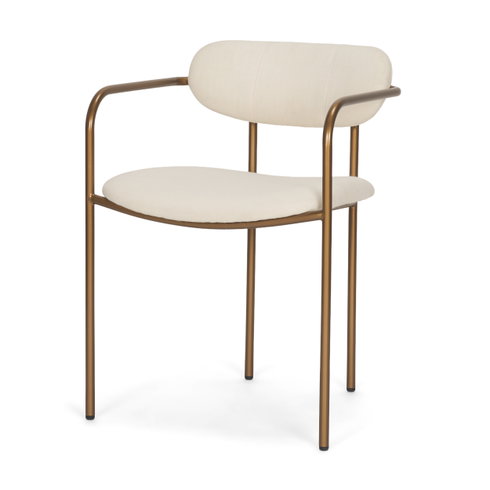 Parker I Cream Fabric Seat Gold Metal Frame Dining Chair