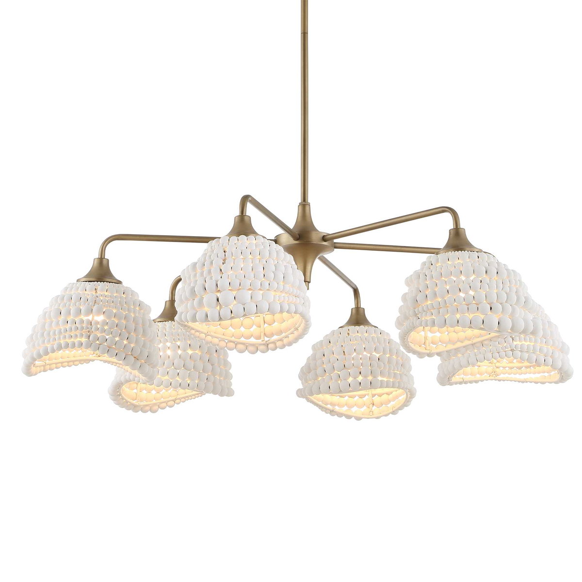 Biddeford 6 Light White Beaded Pendant, Ceiling Light by Uttermost, 36" width x 11" height x 36" diameter View 6