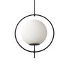 Farrah Frosted Glass Globe set in Matte Black Metal Pendant Ceiling Light, by Mercana, 17.71" length x 11.81" width x 45.27" height thumbnail 1