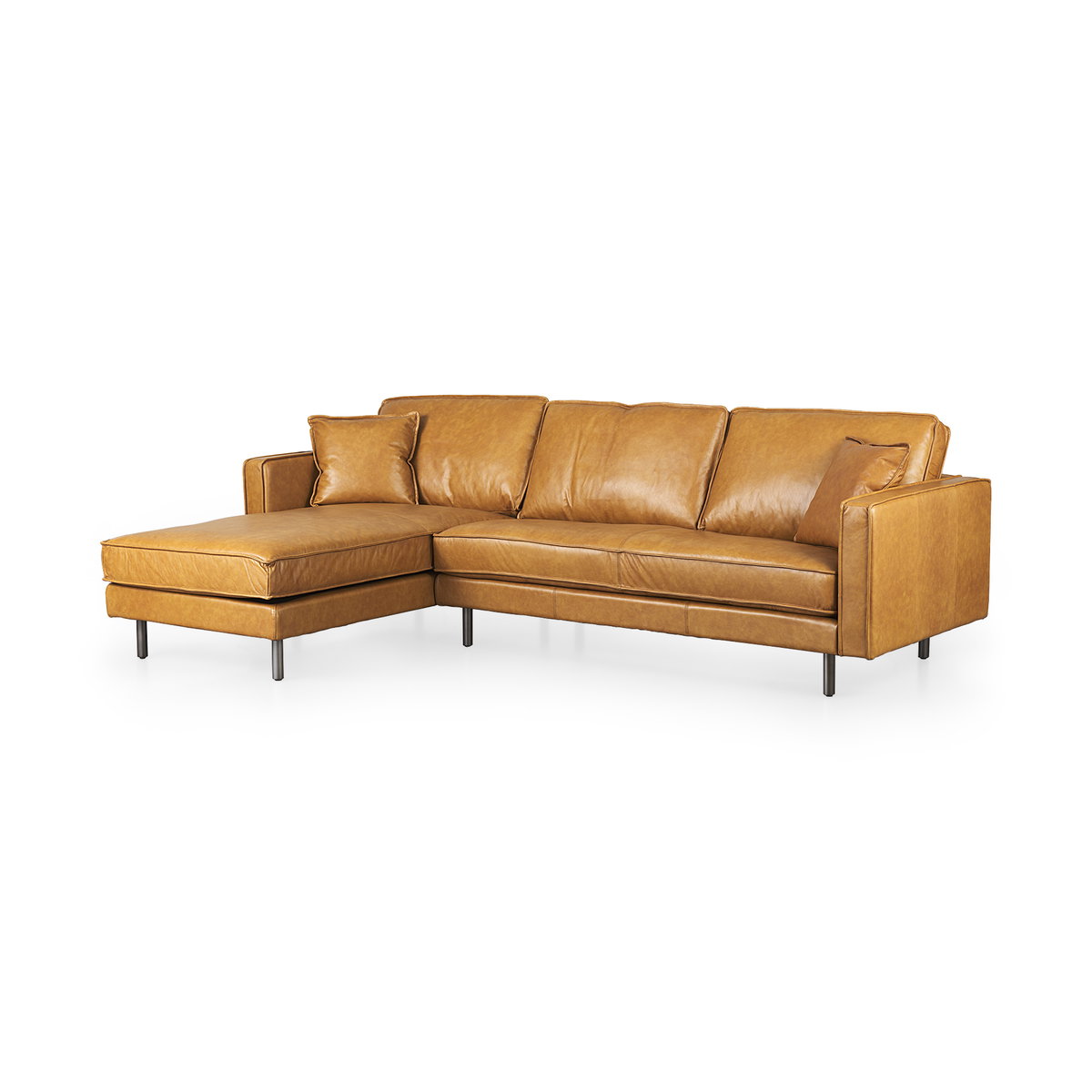 D'Arcy 111'L x 70'D x 33'H Tan Leather Left Chaise Sectional, Sectional Sofa by Mercana, 111" length x 70" width x 33" height View 1