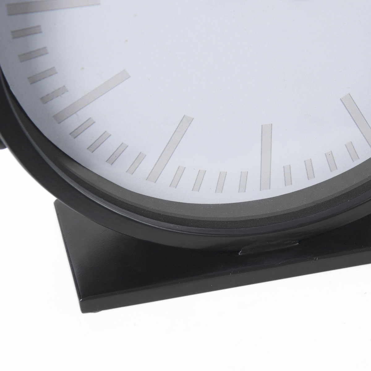 Marian  Black Studded Round Table Clock, by Mercana, 11.02" length x 3.15" width x 11.02" height View 11