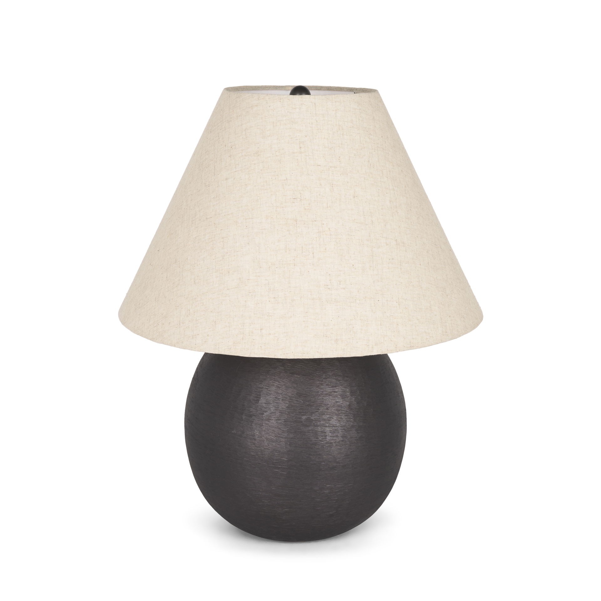 Sadiyah Black Brushed Metal with Beige Shade Table Lamp, by Mercana, 19.5" length x 19.5" width x 24" height View 1