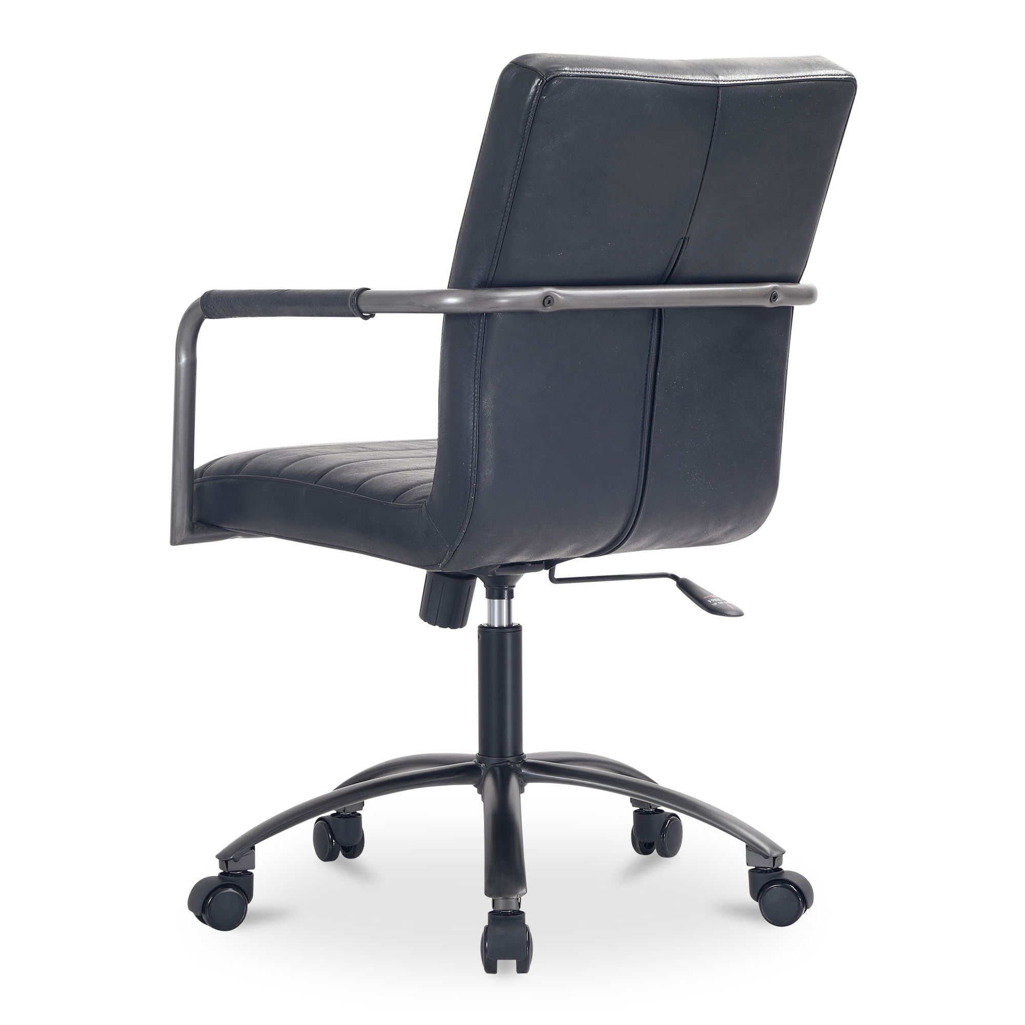 Roy Office Chair Black Leather, by Moe's Home, 21.85" width x 36" height x 27.17" depth View 3